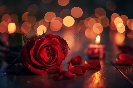 浪漫玫瑰和烛光图片