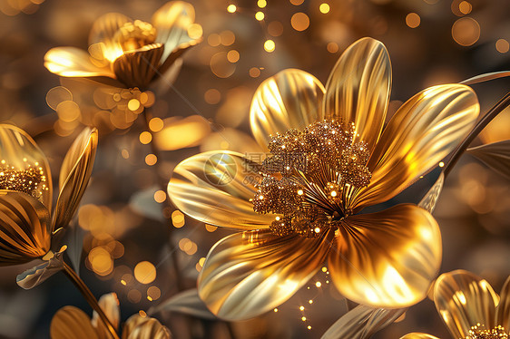 金色灿烂花卉背景图片