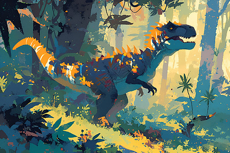 神奇森林中的恐龙图片
