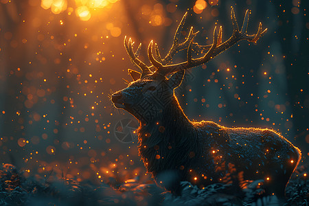 梦幻森林中的鹿图片