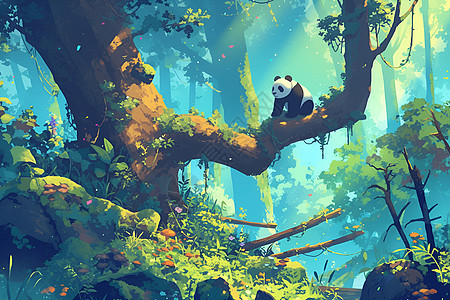 熊猫在森林中的冒险图片