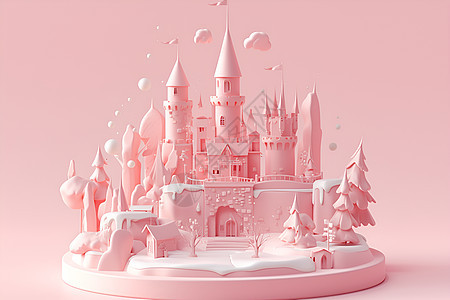 卡通的粉色城堡图片