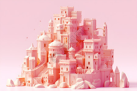 粉色的城堡建筑图片