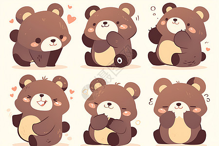 可爱的一组卡通熊的插图图片