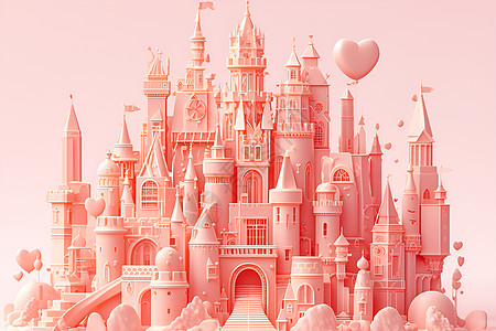 粉色泥土城堡的奇幻特色图片