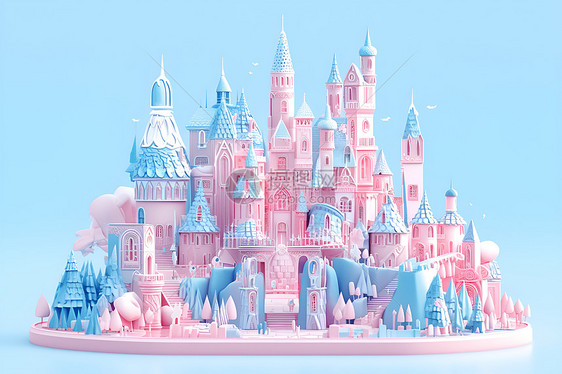 萌趣粉色粘土城堡图片