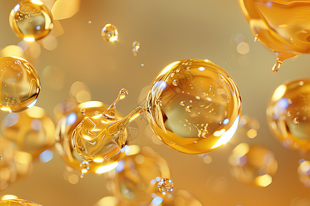 悬浮的金色气泡图片