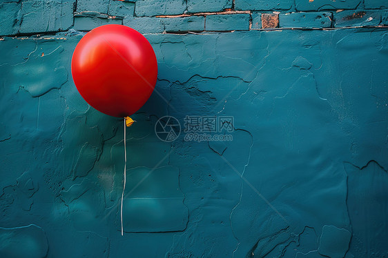 墙壁前悬浮的气球图片