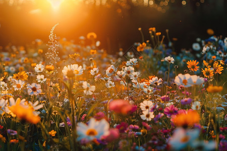 花海中的阳光图片