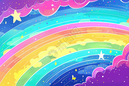 奇幻的彩虹插画图片