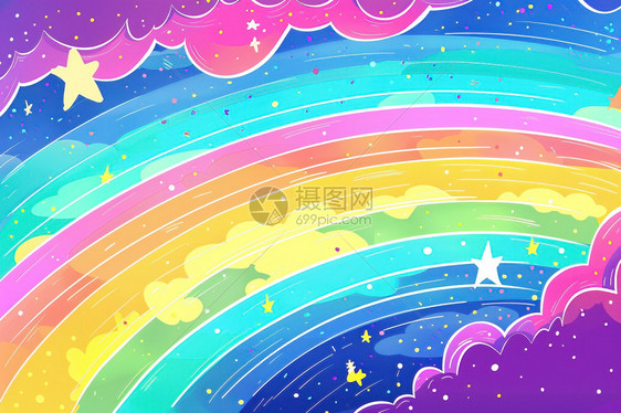 奇幻的彩虹插画图片