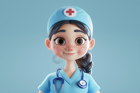 穿着蓝色服装的护士图片