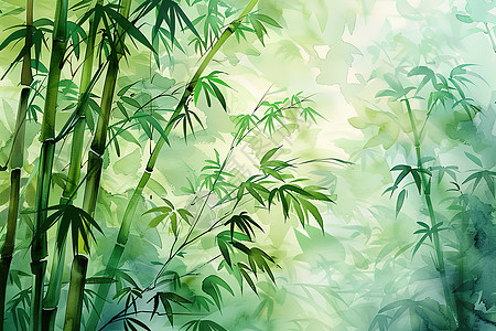 绘画的绿色竹子图片
