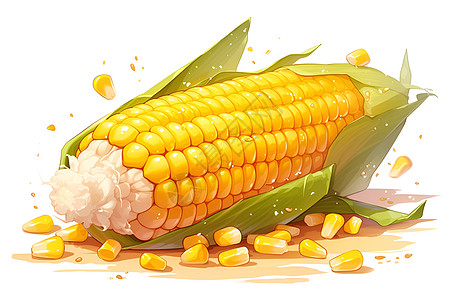 金黄的玉米棒图片
