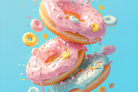 粉色梦幻甜甜圈图片