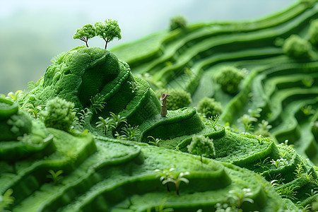 山坡上种植作物图片