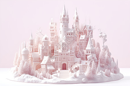 粉色的可爱粘土城堡图片