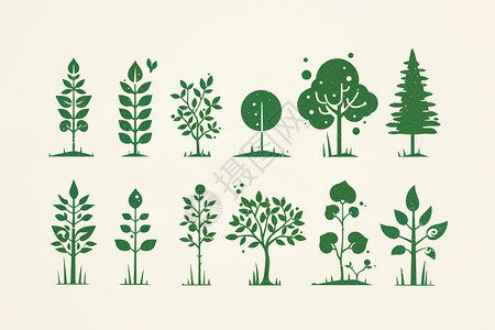 极简主义树木插画图片