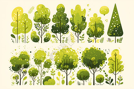 绿色森林插画图片