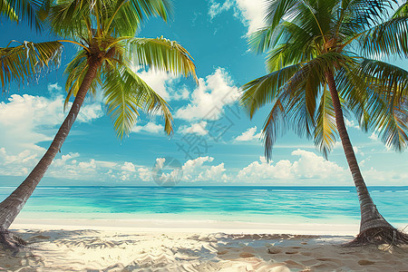 户外沙滩上的椰子树图片