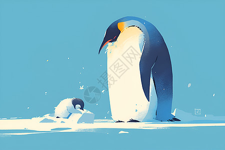 雪地中的可爱企鹅图片