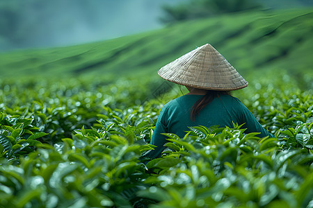 茶园的采茶人图片