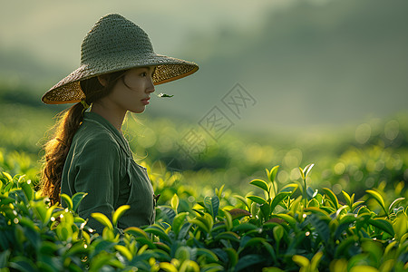 茶园中的茶农图片