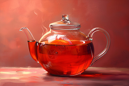茶壶中的可口茶水图片