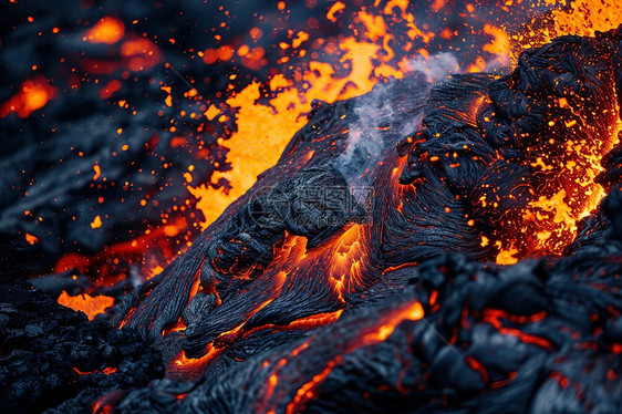 火山爆发的岩浆图片