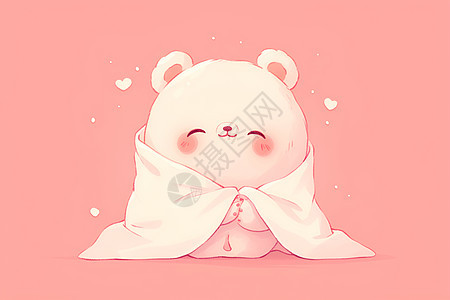 可爱小熊裹着毯子图片