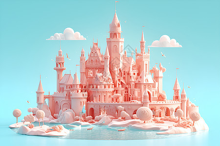 梦幻粉色泥土城堡图片
