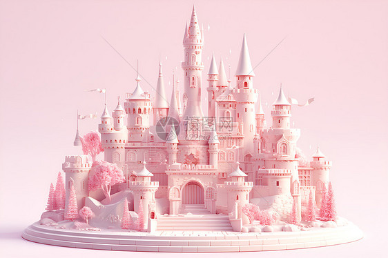 粉色梦幻粘土城堡图片