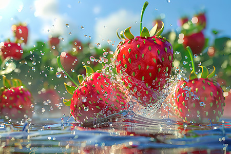 水里的草莓图片