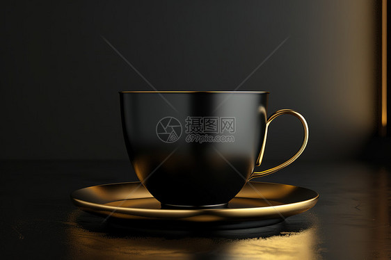 黑色的咖啡杯图片