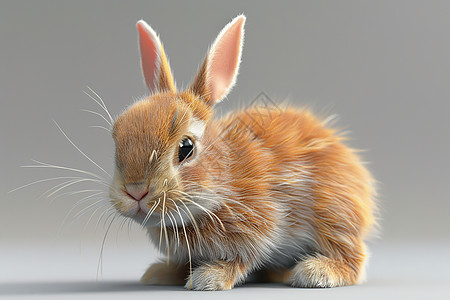 小兔子坐在地上图片