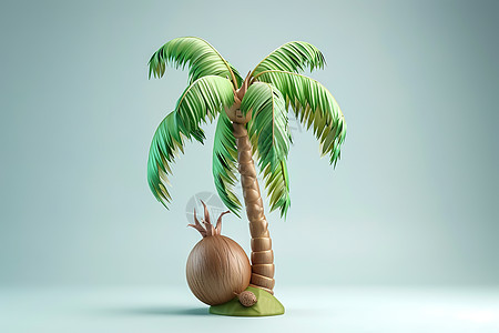椰子放在椰子树下图片