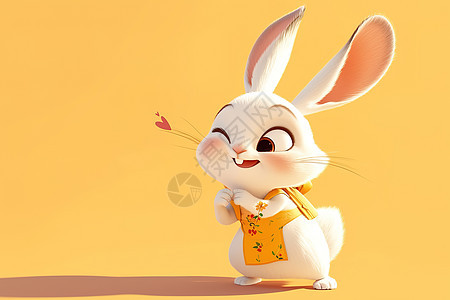 可爱兔子穿着围裙图片