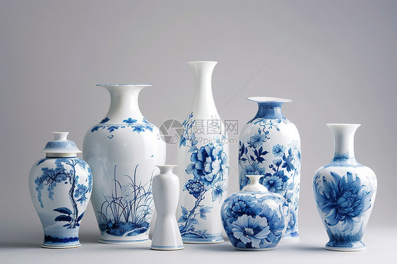蓝白青花陶瓷花瓶图片