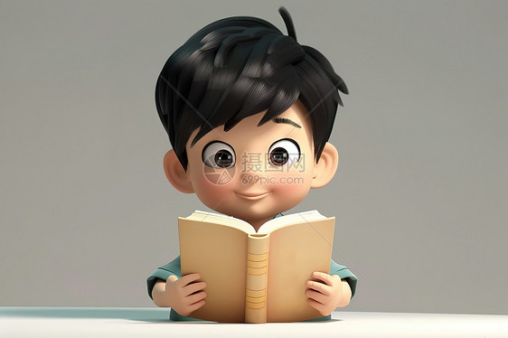 男孩阅读书籍图片