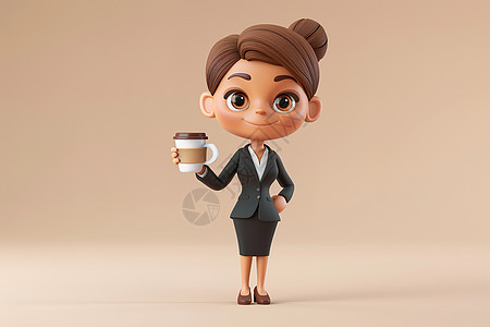 职业女性拿着咖啡杯背景图片