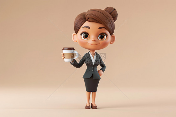 职业女性拿着咖啡杯图片