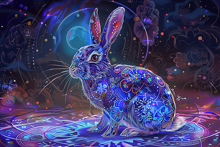 色彩缤纷的兔子图片