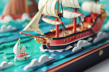 纸质帆船模型图片
