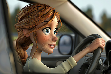 女人驾驶汽车图片