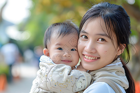 幸福的母子图片