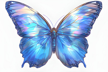 蓝色蝴蝶开启翅膀图片