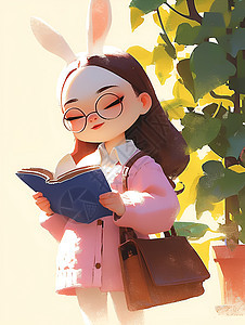 戴眼镜的女人阅读书籍图片