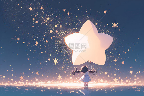 星空下的星星女孩图片