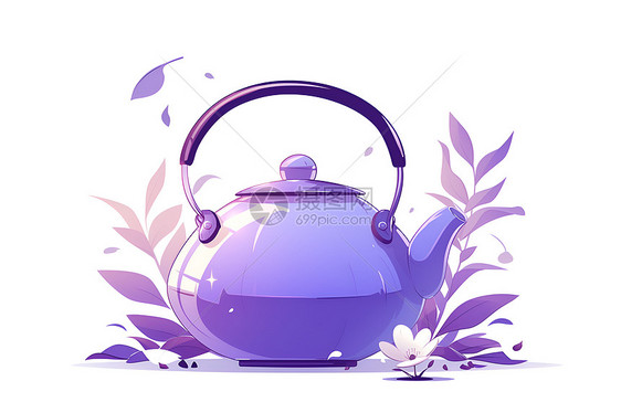 中式紫色茶壶图标图片