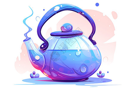 蓝紫色茶壶图片